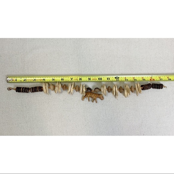 80s wood and Coconut Shell Statement Necklace - Picture 4 of 4